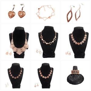 Elegant Rose Gold And Copper Jewelry Set